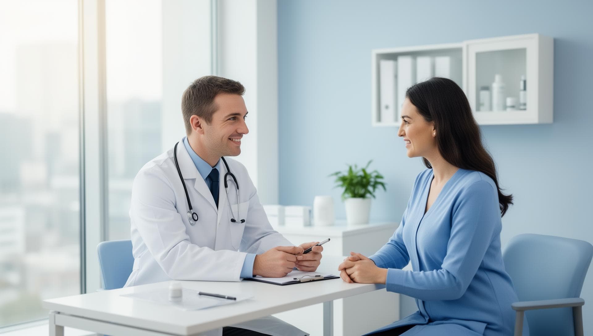 Médecin consultant un patient dans une clinique moderne